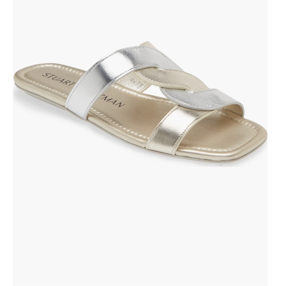 Stuart Weitzman Ibiza Slide Sandal Silver/Light Gold